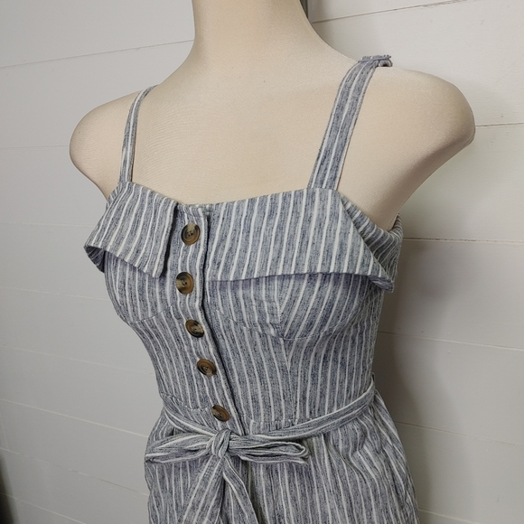 AEO striped wide leg belted jumpsuit size 0 - Picture 4 of 15